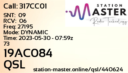 QSL Card for 19AC084 QSO with 317CC01