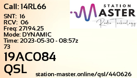 QSL Card for 19AC084 QSO with 14RL66
