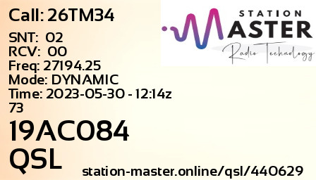 QSL Card for 19AC084 QSO with 26TM34