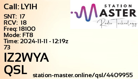 QSL Card for IZ2WYA QSO with LY1H