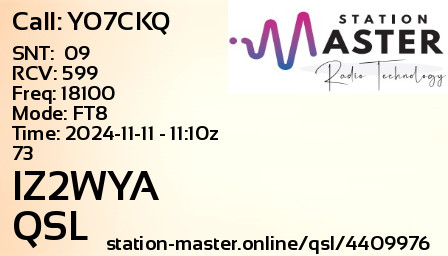QSL Card for IZ2WYA QSO with YO7CKQ