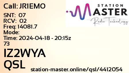 QSL Card for IZ2WYA QSO with JR1EMO