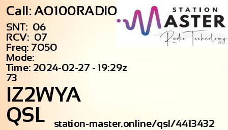 QSL Card for IZ2WYA QSO with AO100RADIO