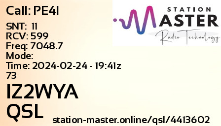 QSL Card for IZ2WYA QSO with PE4I