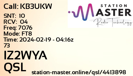QSL Card for IZ2WYA QSO with KB3UKW