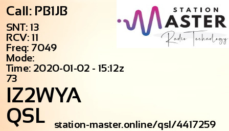 QSL Card for IZ2WYA QSO with PB1JB