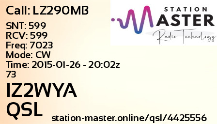 QSL Card for IZ2WYA QSO with LZ290MB