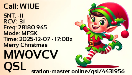 QSL Card for MW0VCV QSO with W1UE