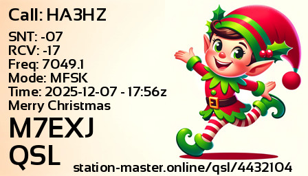 QSL Card for M7EXJ QSO with HA3HZ