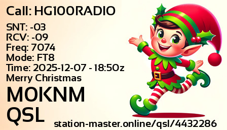 QSL Card for M0KNM QSO with HG100RADIO