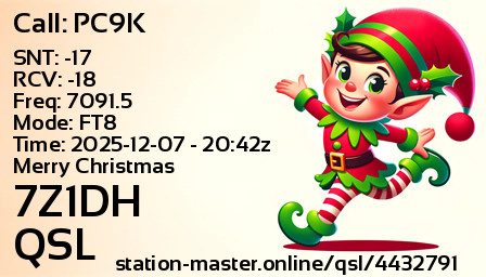 QSL Card for 7Z1DH QSO with PC9K