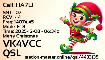 QSL Card for VK4VCC QSO with HA7LJ