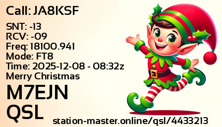 QSL Card for M7EJN QSO with JA8KSF