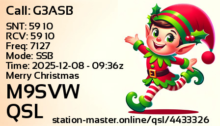 QSL Card for M9SVW QSO with G3ASB