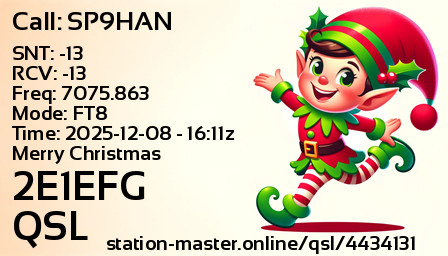 QSL Card for 2E1EFG QSO with SP9HAN