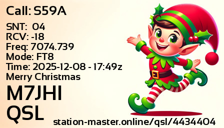 QSL Card for M7JHI QSO with S59A