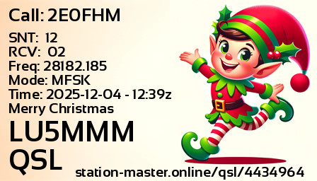 QSL Card for LU5MMM QSO with 2E0FHM