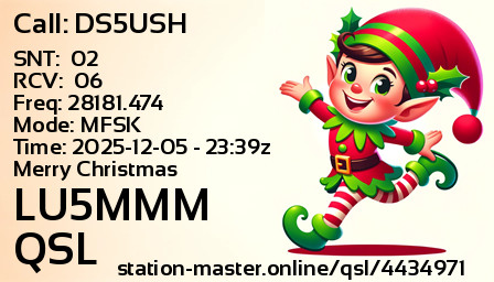 QSL Card for LU5MMM QSO with DS5USH