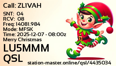 QSL Card for LU5MMM QSO with ZL1VAH