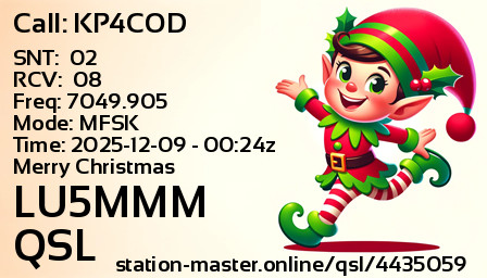 QSL Card for LU5MMM QSO with KP4COD