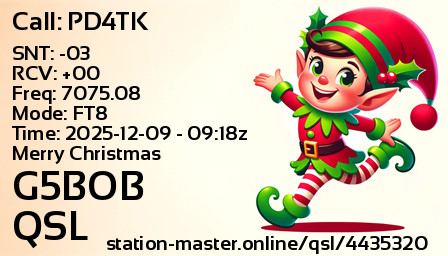 QSL Card for G5BOB QSO with PD4TK
