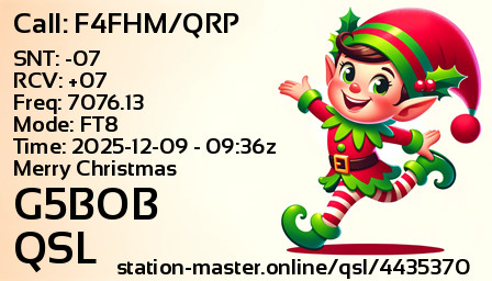 QSL Card for G5BOB QSO with F4FHM/QRP
