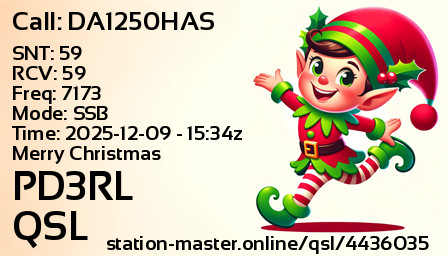 QSL Card for PD3RL QSO with DA1250HAS