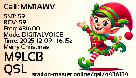 QSL Card for M9LCB QSO with MM1AWV
