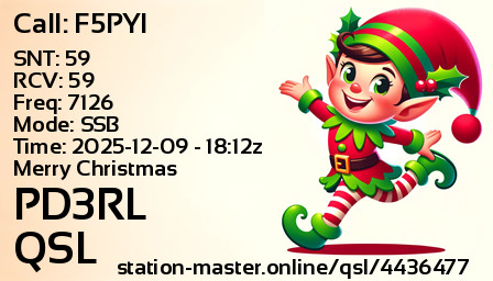 QSL Card for PD3RL QSO with F5PYI