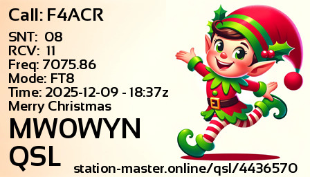 QSL Card for MW0WYN QSO with F4ACR