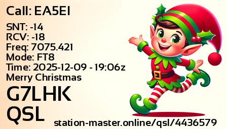 QSL Card for G7LHK QSO with EA5EI