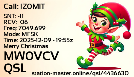 QSL Card for MW0VCV QSO with IZ0MIT