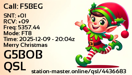 QSL Card for G5BOB QSO with F5BEG