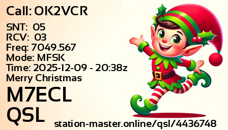 QSL Card for M7ECL QSO with OK2VCR