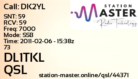 QSL Card for DL1TKL QSO with DK2YL
