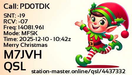 QSL Card for M7JVH QSO with PD0TDK