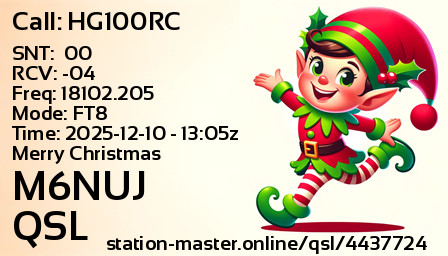 QSL Card for M6NUJ QSO with HG100RC