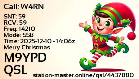 QSL Card for M9YPD QSO with W4RN