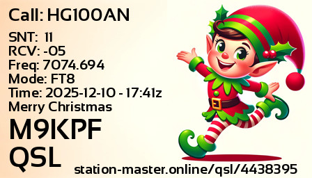 QSL Card for M9KPF QSO with HG100AN