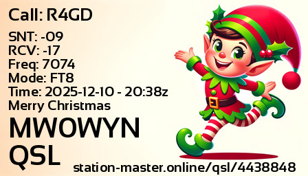 QSL Card for MW0WYN QSO with R4GD