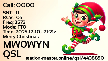 QSL Card for MW0WYN QSO with OO0O