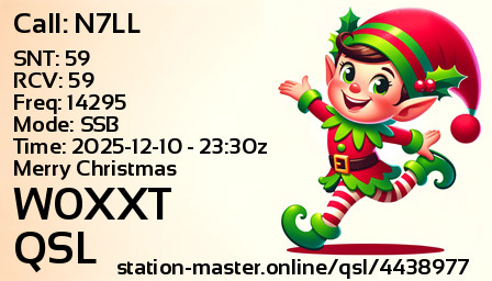 QSL Card for W0XXT QSO with N7LL
