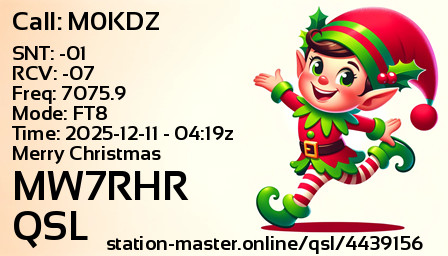 QSL Card for MW7RHR QSO with M0KDZ