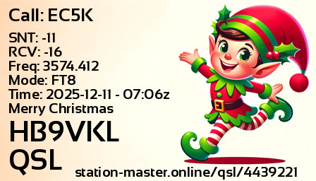 QSL Card for HB9VKL QSO with EC5K