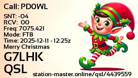 QSL Card for G7LHK QSO with PD0WL