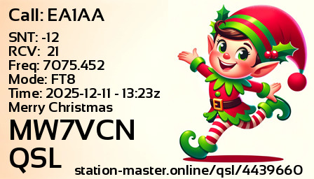 QSL Card for MW7VCN QSO with EA1AA