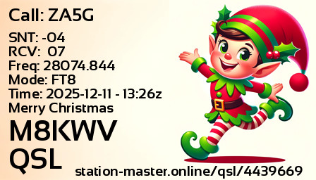 QSL Card for M8KWV QSO with ZA5G
