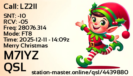 QSL Card for M7IYZ QSO with LZ2II