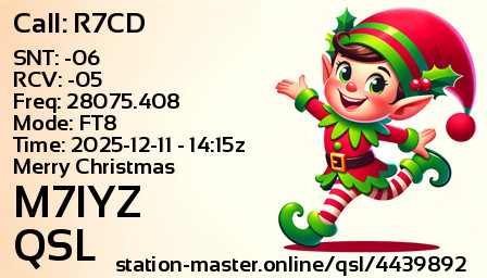 QSL Card for M7IYZ QSO with R7CD