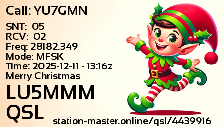 QSL Card for LU5MMM QSO with YU7GMN
